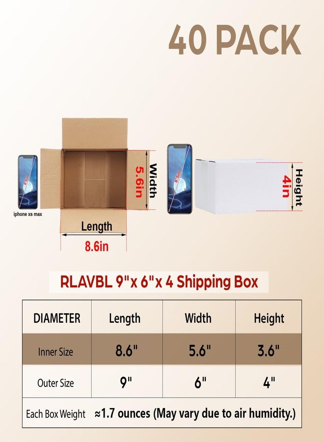 RLAVBL 9x6x4 Inches Shipping Boxes Set of 40,White Small Corrugated Cardboard Box - Image 2