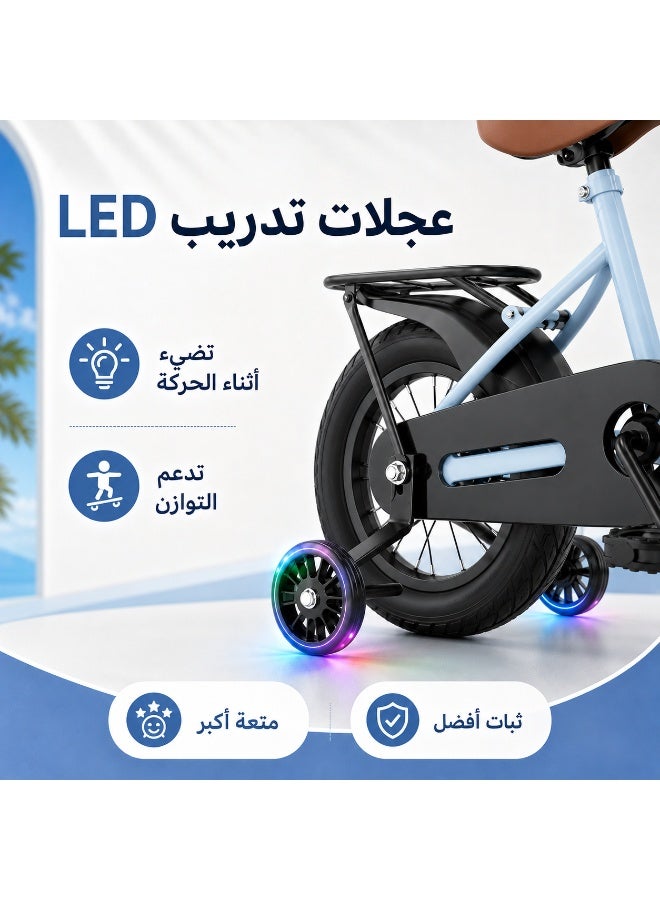 واكيمي دراجة أطفال 12 بوصة | وضعيتان (بدون دواسات + دواسات) | عجلات تدريب LED مع إضاءة | سلة أمامية | هيكل من الصلب الكربوني | مقعد قابل للتعديل للأعمار 3-6 سنوات – مثالية للحدائق والمجمعات السكنية في السعودية - Image 3