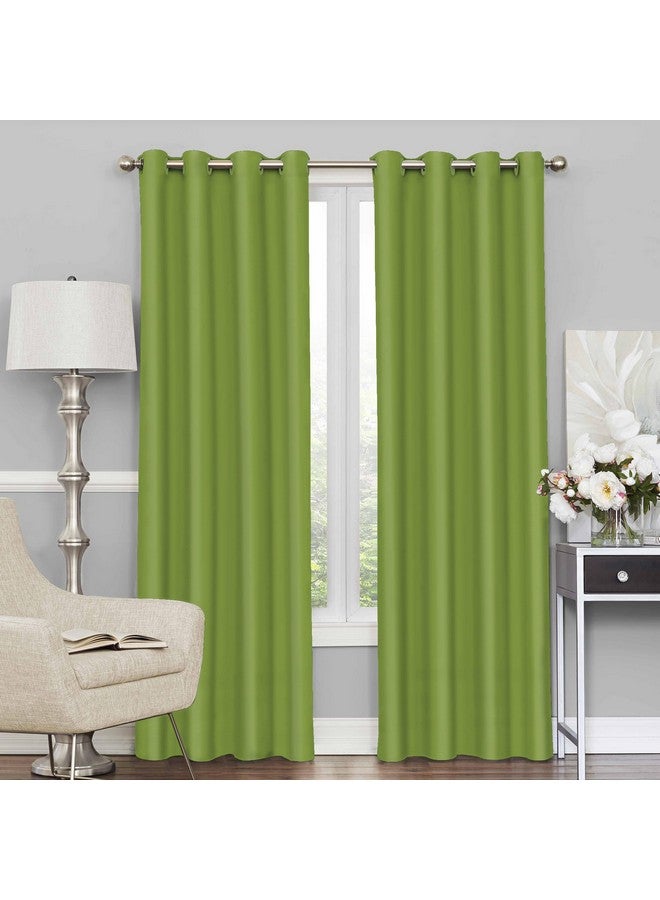 Story@Home Blackout Door Curtains 7 Feet Long Set of 2 Room Darkening Plain Print Opaque Room Darkening Curtain for Living Room, Bedroom, Hall, 116 x 215 cm, Green, 100% Opacity - Image 1