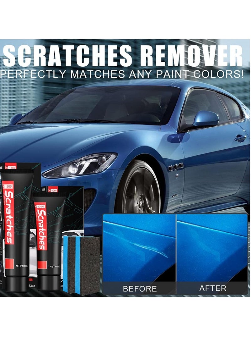 Car Scratch Removal Kit, 2Pcs Car Scratch Repair Kit, Car Paint Scratch Repair Agent, Car Scratch Remover, Grinding Polishing Restorer Paste with Sponge, Erase Car Scratches (60ML) - Image 2