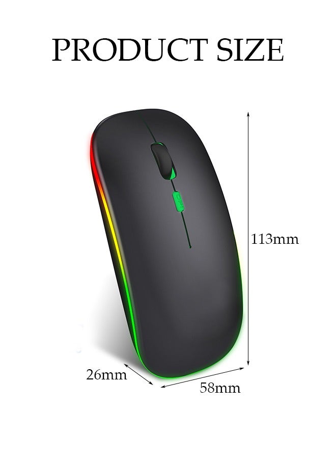 DUNISO 2.4G And Bluetooth Dual-Mode Wireless Mouse,Rechargeable Slim Mouse With RGB，Portable Office Mouse With USB Receiver And Type-c Charge Line,Black - Image 3