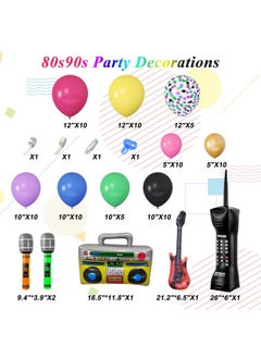 80S 90S Theme Party Decorations, 90Pcs Balloon Garland Kit 6Pcs Inflatable Disco Ball Radio Boom Box Retro Mobile Phone Guitar Microphone Balloons For Back To 80S 90S Hip Hop Birthday Supplies - pzsku/Z815A8BD8909ED8C552FAZ/45/_/1734347319/4d5b98f7-731e-47b1-b76d-c963bde9d833