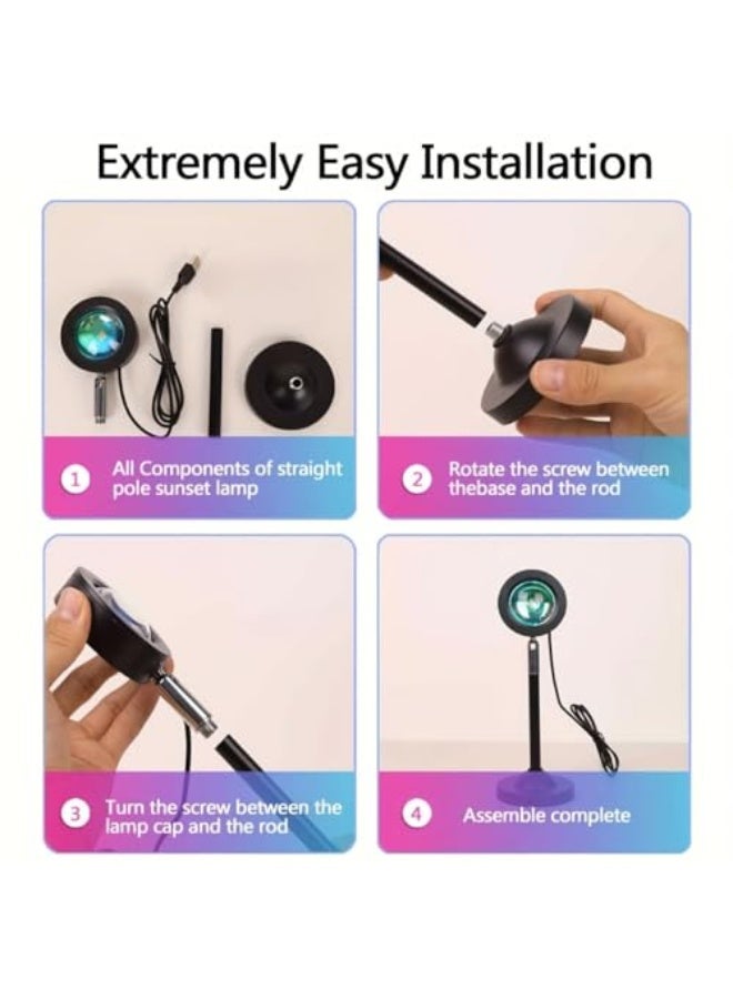 مصباح غروب الشمس العاكس، دوران 360 درجة، ضوء عرض غروب الشمس، مصباح LED ليلي، مصباح أرضي، يعمل بالطاقة عبر USB، مصابيح غروب الشمس لتصوير الحفلات، ديكور غرفة النوم، عيد الميلاد - Image 3