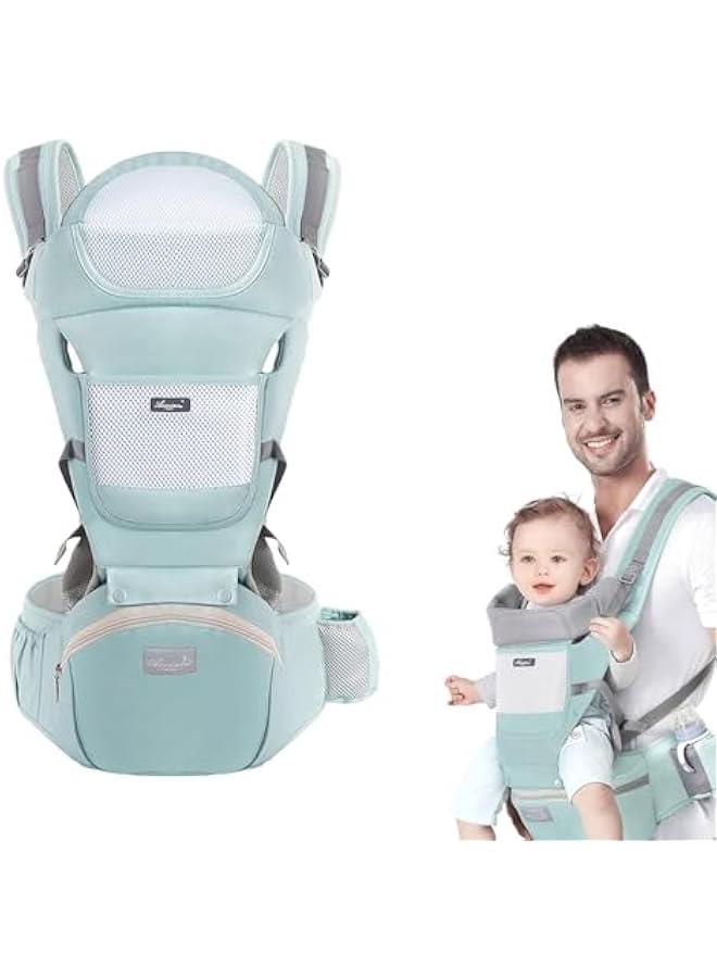 HOOKOR Baby Carrier with Hip Seat, Multi-Functional 9 in 1 Baby Carrier Newborn to Toddler for All Seasons, Baby Backpack Carrier for Toddler (Green) - Image 1