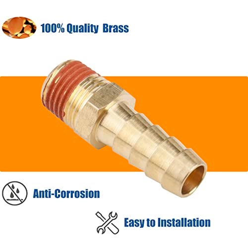 WHK 12 PACK Air Hose Repair Kit Fittings 3/8 Barb to 1/4 NPT Air Hose Barb Connectors with Sealant Air Line Coupler, Brass Pipe Fittings Male Threaded with 12 Pcs Hose Clamp… - Image 4