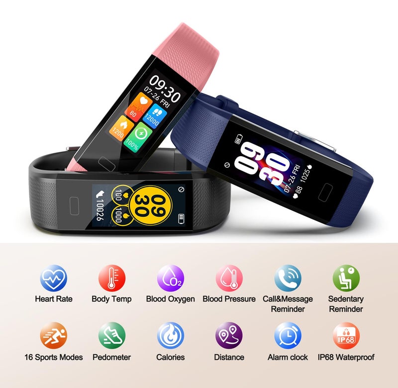 ENGERWALL Fitness Tracker with Step Counter/Calories/Stopwatch, Activity Tracker with Heart Rate Monitor, IP68, Health Tracker with Sleep Tracker, Smartwatch, Pedometer Watch for Women Men Kids - Image 2