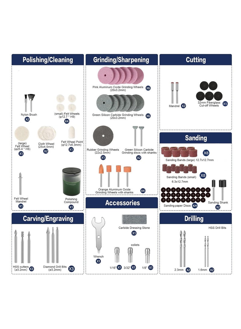 وينر مجموعة ملحقات الأدوات الدوارة - 100 قطعة، متوافقة مع العلامات التجارية الكبرى للأدوات الدوارة - Image 3