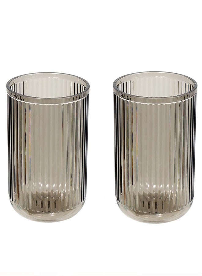 CAWEIN Bathroom Tumbler 2 Pieces ，Unbreakable Toothbrush Cup，Dishwasher Safe Drinking Cup (Gray & Gray) - Image 1