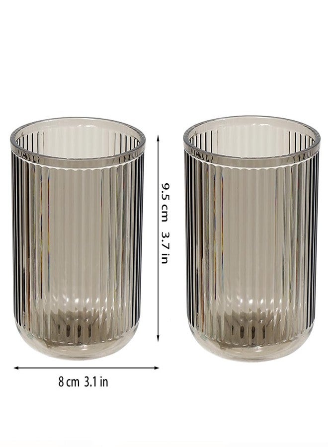 CAWEIN Bathroom Tumbler 2 Pieces ，Unbreakable Toothbrush Cup，Dishwasher Safe Drinking Cup (Gray & Gray) - Image 2