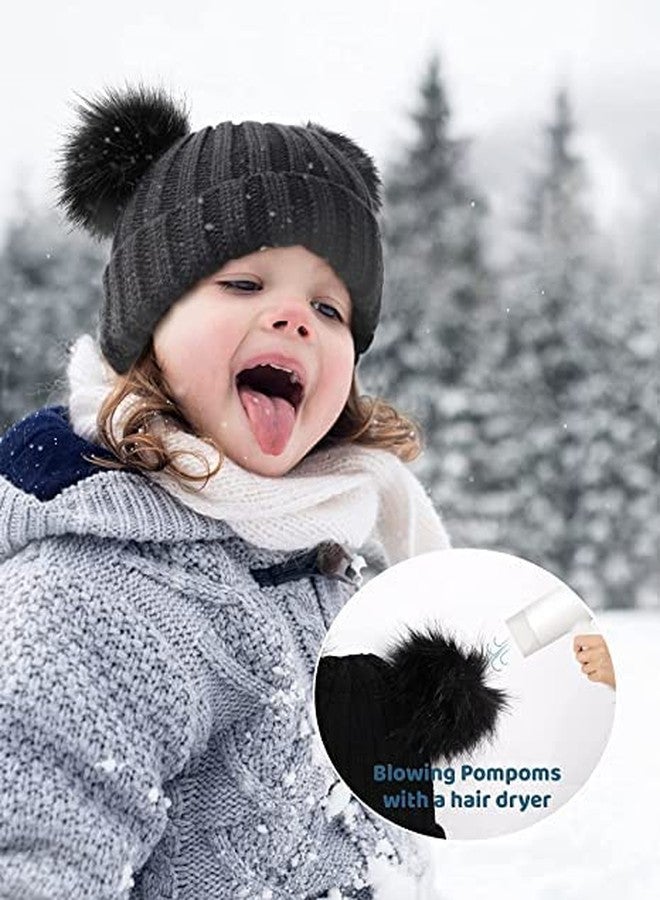 VINSON Toddler Double Pom Pom Beanie Baby Girl Winter hat Warm Soft Toddler Cap Cute Kids Knitted Beanie for Baby Boys (Pack of 1) (7-12Years)(Black) - Image 3