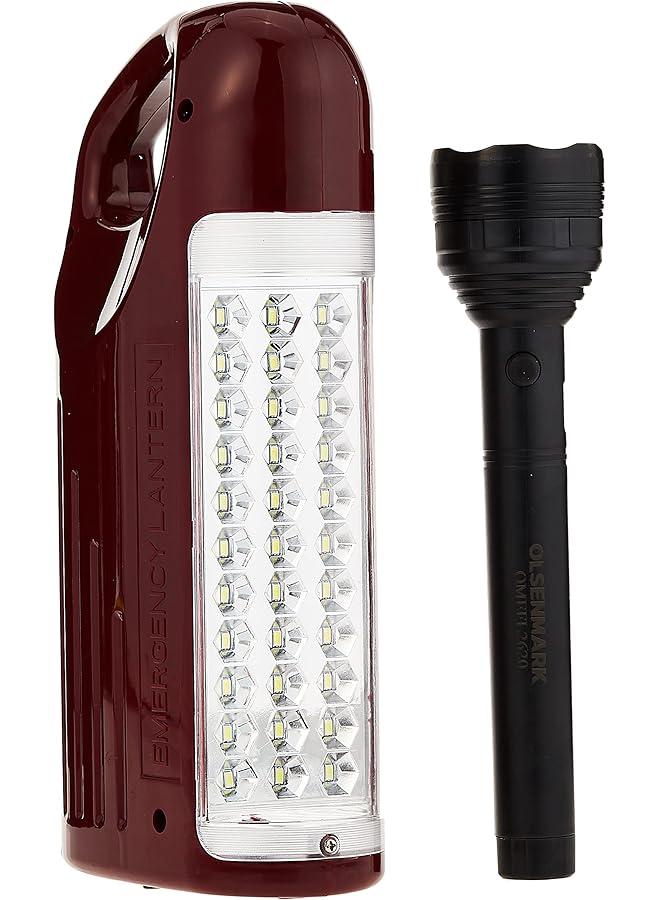 Olsenmark OMEFL2620 Rechargeable LED Lantern with Flashlight 2 In 1 Overcharge and Discharge Battery Protection Charging Indicator Light Battery: 2000ma 3.7V - Image 1