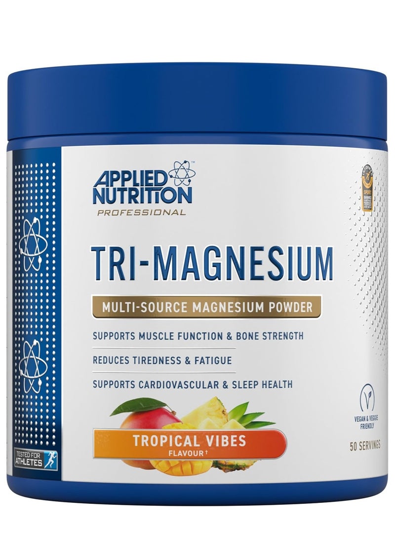 Applied Nutrition Tri-Magnesium Powder 200g – Tropical Vibes Flavor – Supports Muscle Function, Bone Strength & Better Sleep  - Image 1
