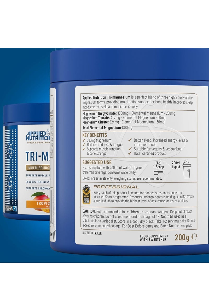 Applied Nutrition Tri-Magnesium Powder 200g – Tropical Vibes Flavor – Supports Muscle Function, Bone Strength & Better Sleep  - Image 3