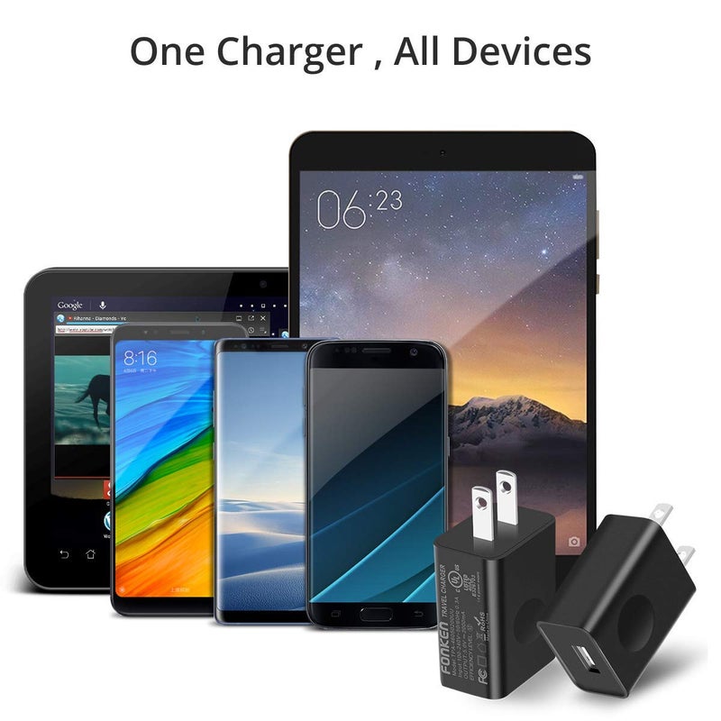 fonken USB Wall Charger, FONKEN 5V 2A Power Adapter Universal Travel Charger USB Plug Cell Phone Charger Block Cube Compatible with iPhone, iPad, Google Nexus, Samsung, LG, HTC, Moto and More - Image 4