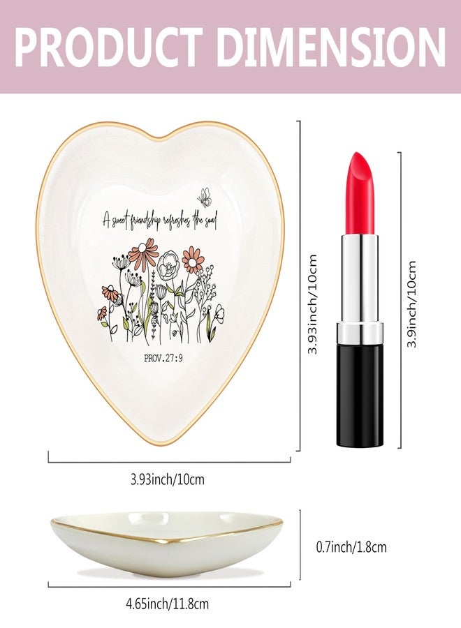MQPPKJ Christian Bible Verse Jewelry Dish Trinket Tray Gifts- Inspirational Ceramic Ring Jewelry Tray Gifts for Women-A Sweet Friendship Refreshes the Soul-Proverbs 27:9 (White) - Image 2