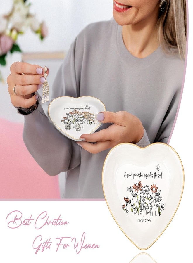 MQPPKJ Christian Bible Verse Jewelry Dish Trinket Tray Gifts- Inspirational Ceramic Ring Jewelry Tray Gifts for Women-A Sweet Friendship Refreshes the Soul-Proverbs 27:9 (White) - Image 5