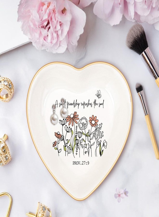 MQPPKJ Christian Bible Verse Jewelry Dish Trinket Tray Gifts- Inspirational Ceramic Ring Jewelry Tray Gifts for Women-A Sweet Friendship Refreshes the Soul-Proverbs 27:9 (White) - Image 3
