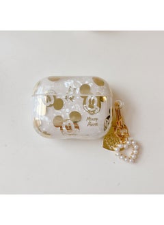 Suitable For AirPods 4 Headset Protective Cover Cartoon Shell Pattern For Apple1/2/3 Generation Pro2 Bluetooth Pendant Bracelet-Color:Shell Pattern + Love Pendant-Mickey-Model:AirPods (third Generation) Protective Cover