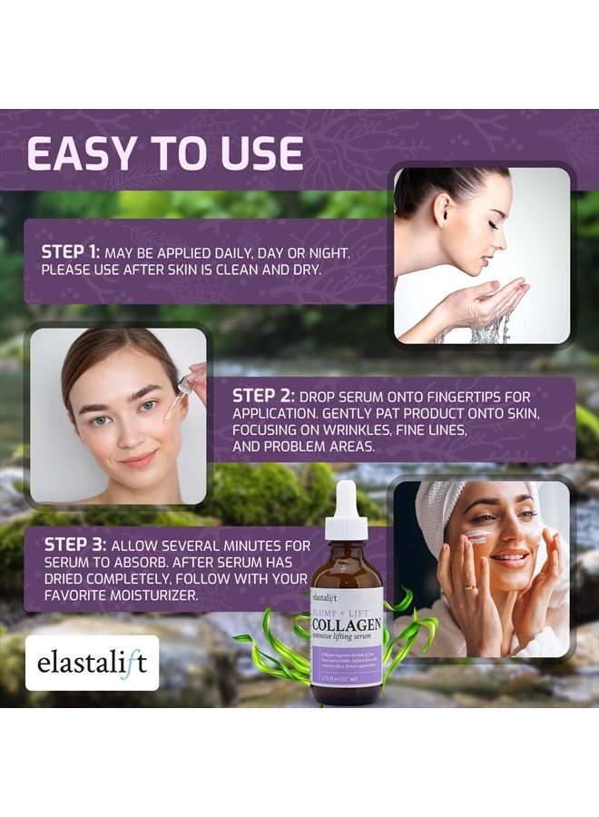 elastalift Collagen Facial Serum Lifting, Plumping, & Firming Collagen Serum For Face Improves Elasticity, Evens Skin Tone, Plumps, & Lifts Sagging Skin, Non-Greasy Wrinkle Serum (1.75 Fl Oz) - Image 5