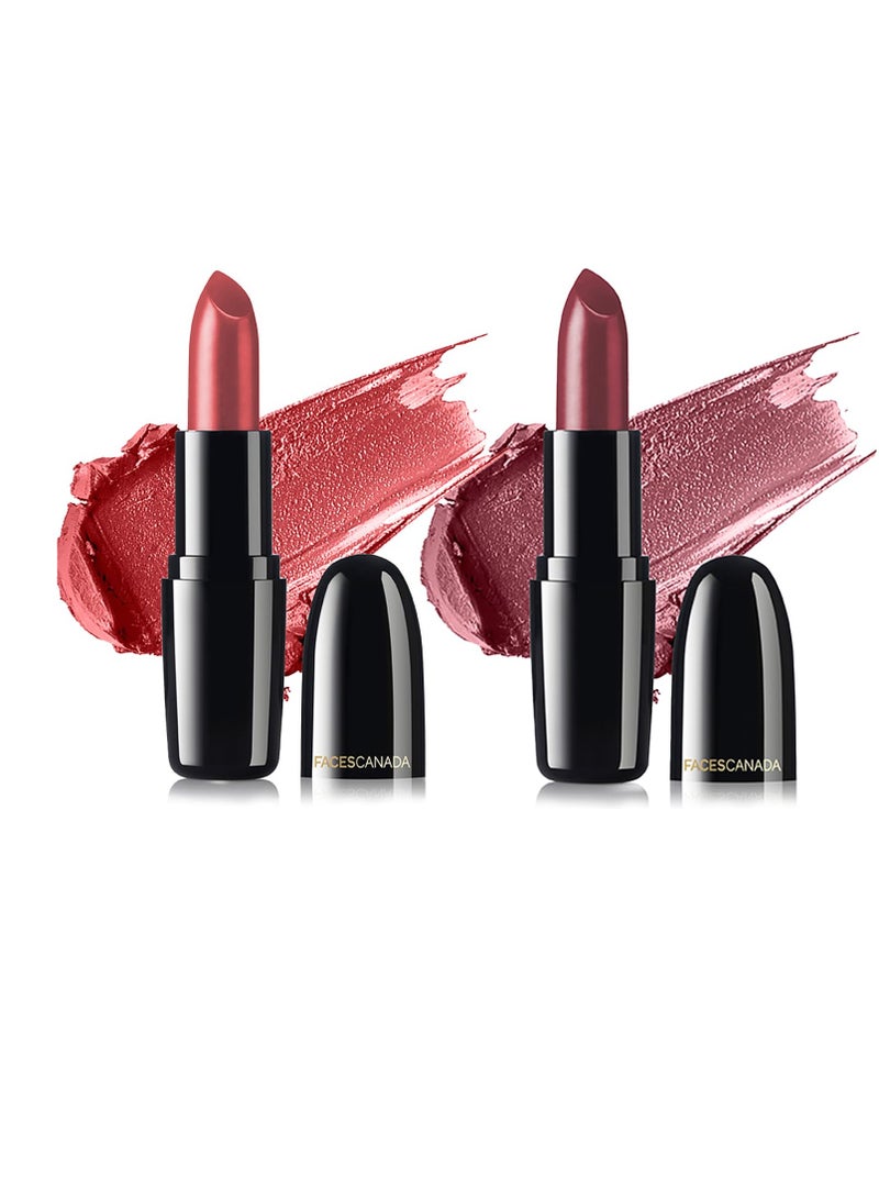 FACES CANADA Festive Pout Weightless Creme Finish Lipstick Pack of 2 Amber 4gx2 Creamy Finish Silky Smooth Texture  Long Lasting Rich Color Hydrated Lips - Image 1