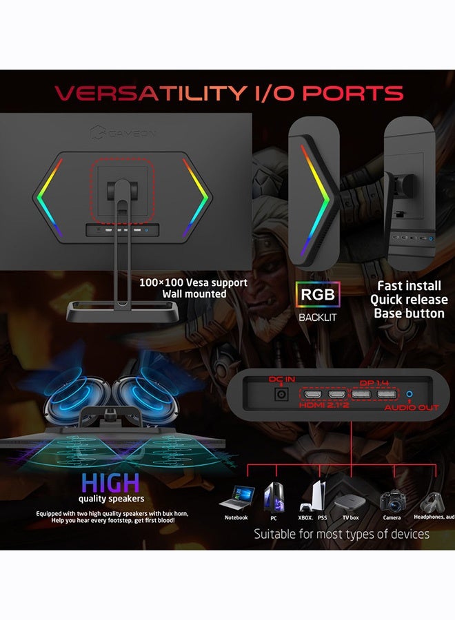 GAMEON 27-Inch QHD Gaming Monitor, Midnight Pro Series 180Hz, 0.3ms MPRT, Fast IPS Panel, FreeSync & G-Sync Compatible, HDMI 2.1, PS5 Ready | GOM27QHD180IPS Black - Image 5
