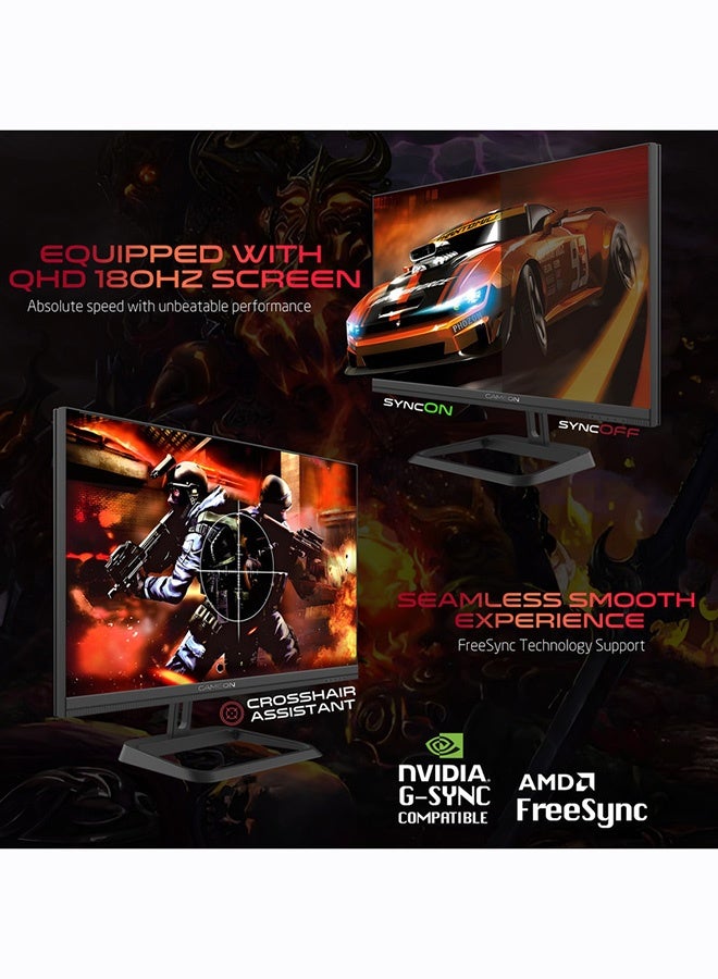 GAMEON 27-Inch QHD Gaming Monitor, Midnight Pro Series 180Hz, 0.3ms MPRT, Fast IPS Panel, FreeSync & G-Sync Compatible, HDMI 2.1, PS5 Ready | GOM27QHD180IPS Black - Image 3