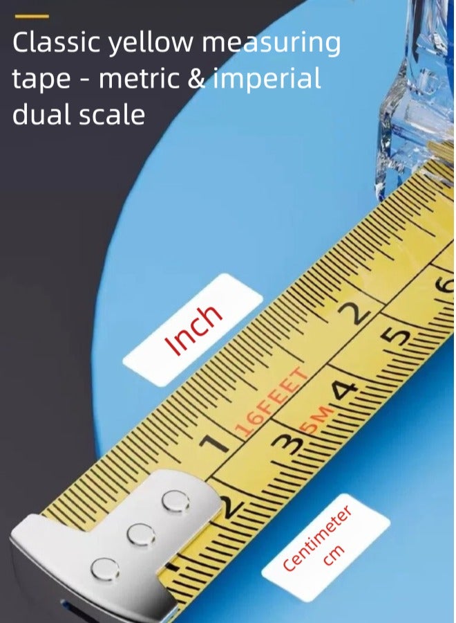 Tape Measure 5M 16FT, High Precision Professional Tape Measure with Magnetic Hook and Wide Tape Measure, Imperial and Metric Measurements, Retractable Professional Tape Measure (Blue) - Image 4