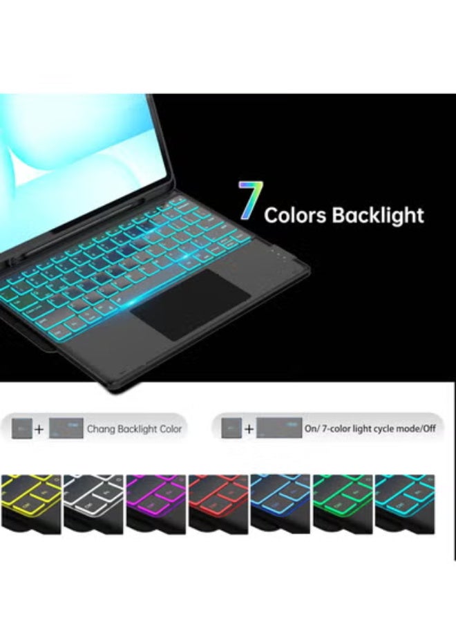 Keyboard case for 13.1-inch tablets: 7-color backlit detachable smart tablet keyboard case with touchpad - 13.1-inch keyboard case with stylus holder - Image 2