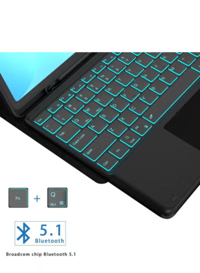 Keyboard case for 13.1-inch tablets: 7-color backlit detachable smart tablet keyboard case with touchpad - 13.1-inch keyboard case with stylus holder - Image 3