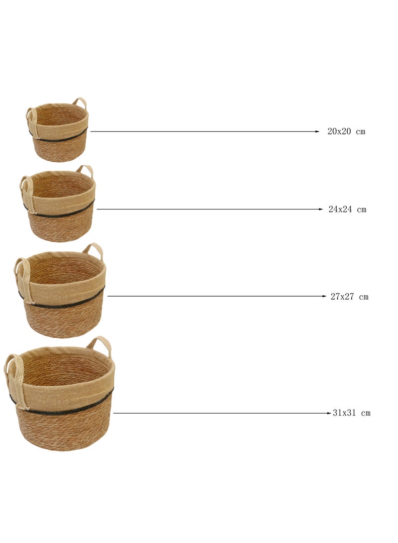 YINZUO Storage Baskets With handle Natural Jute Seagrass for Storage laundry, Baby Toy Storage set of 4  - Image 2