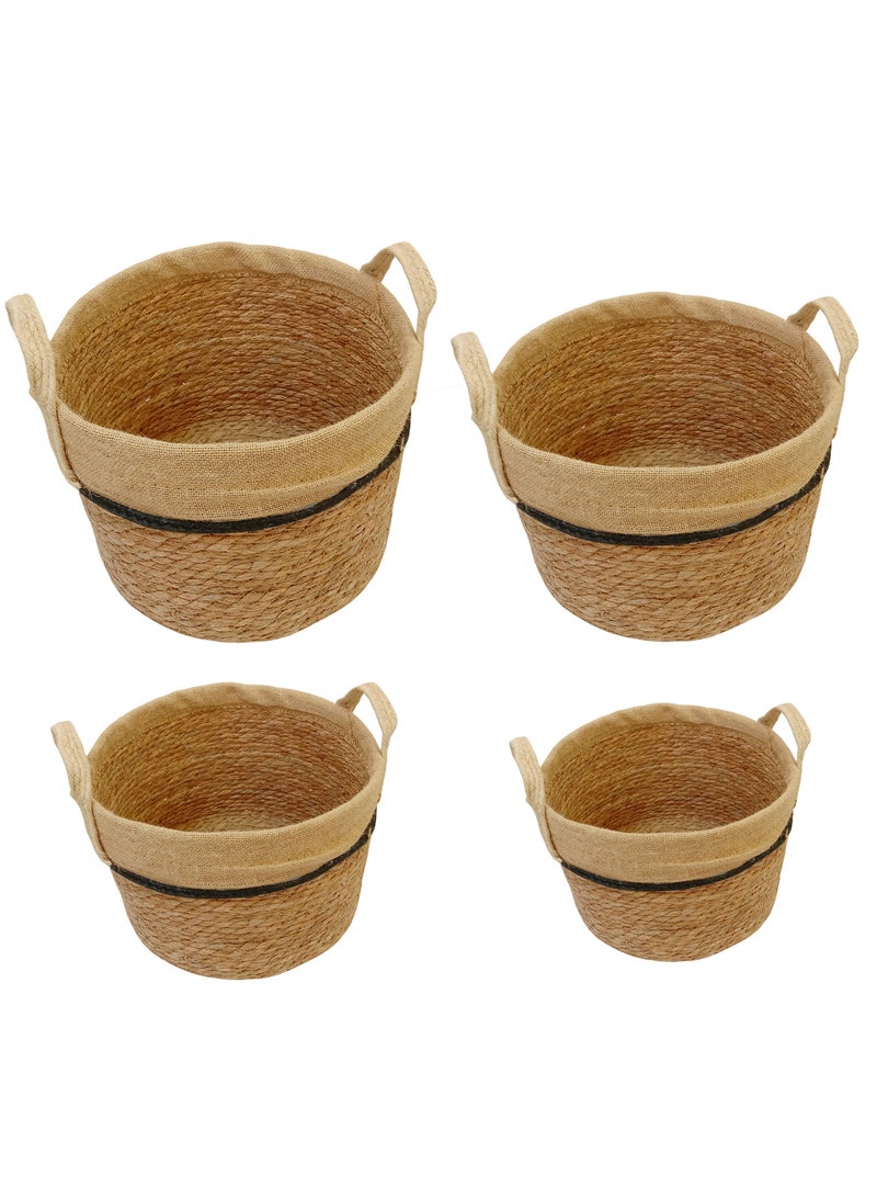 YINZUO Storage Baskets With handle Natural Jute Seagrass for Storage laundry, Baby Toy Storage set of 4  - Image 1