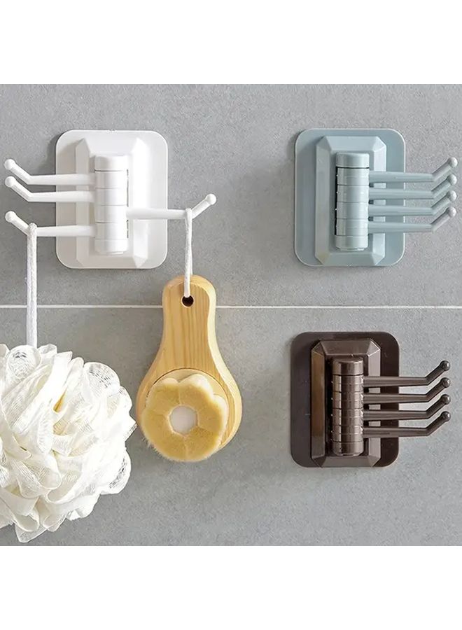 Blue 4 Arm Rotating Wall Hooks 180 Degree Spinning Heavy Duty Damage Free Adhesive Hooks 1pc - Image 1