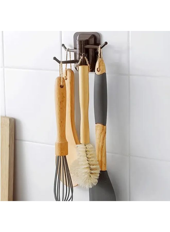 Blue 4 Arm Rotating Wall Hooks 180 Degree Spinning Heavy Duty Damage Free Adhesive Hooks 1pc - Image 2