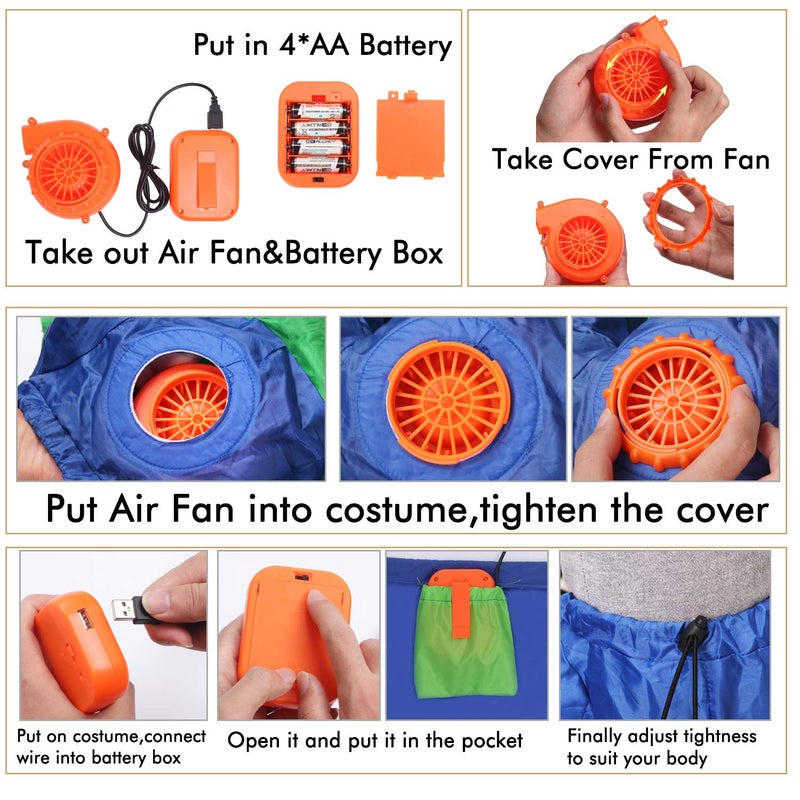 Double Couple Inflatable Alien Dinosaur Costume Halloween Blow up Costumes for Adult Kids - Image 5