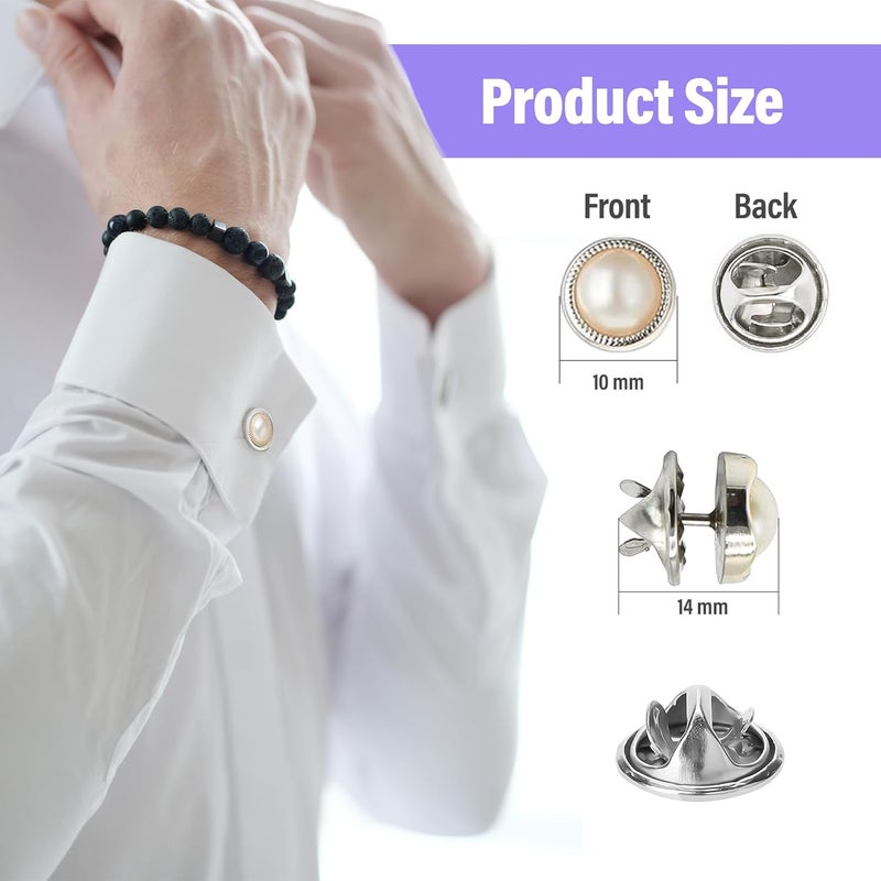 HEAVY DRIVER ® 20pcs Brooch Pins for Women - Cover Up Button Pins Instant Button Jeans & Shirt Safety Brooch Enamel Modesty Pins Pearl Brooch Buttons for DIY Clothing Dress Coat - Image 2