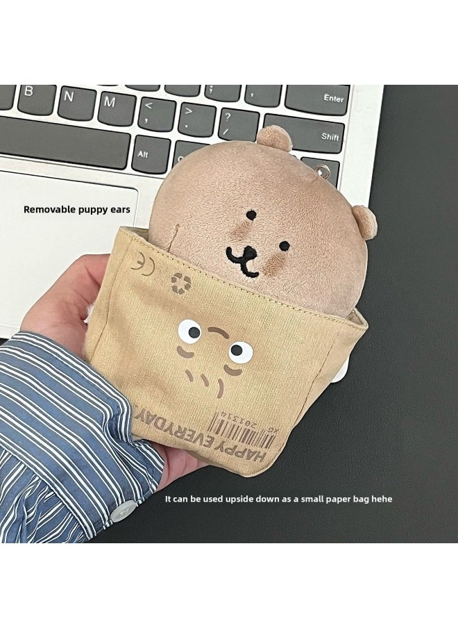 null - Cosmos Store X Problem Small Animal 10cm Joint Headgear Self-Mockery Bear Chiikawa Nunu Cotton Doll-Specifications:10cm-Color:(ready Stock) Paper Bag Kitten Headgear - Image 1