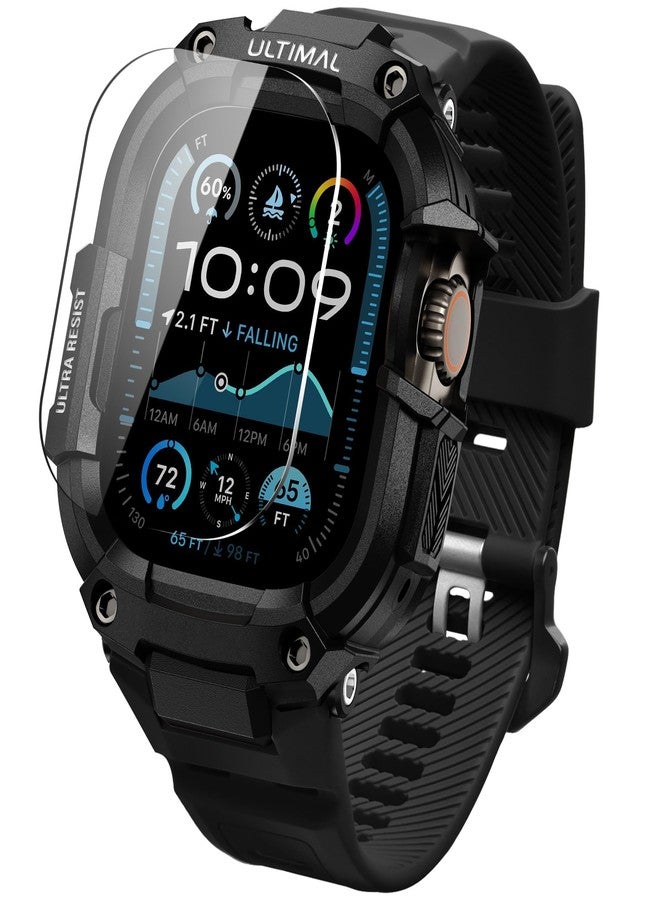 ULTIMAL Rugged Band with Case for Apple Watch 49mm, Military-Grade Shockproof Protective Strap for Men, All-in-One Outdoor Sport Watch Band Compatible with Apple watch Ultra 3/2/1 (Black) - Image 1