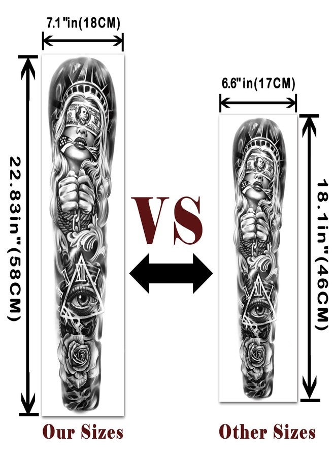 SOOVSY Full Arm Sleeve Temporary Tattoos for Men Women, 46 Sheets Fake Tattoos, Realistic Lion, Wolf, Eagle, Deer, Flower, Clock, Skeleton Design for Party Concert Daily Accessories - Image 2