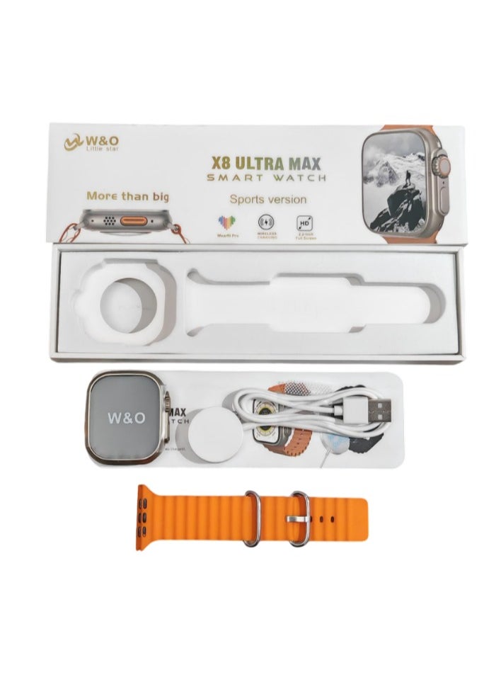 W&O - W&O x8 Ultra Max Smart Watch Series 8 NFC Body Temperature Monitor Bluetooth Call Wireless charging Touch Screen 2.02" HD Screen 485*520 Pixels - Wearfit PRO IOS & android for men and women - Image 1