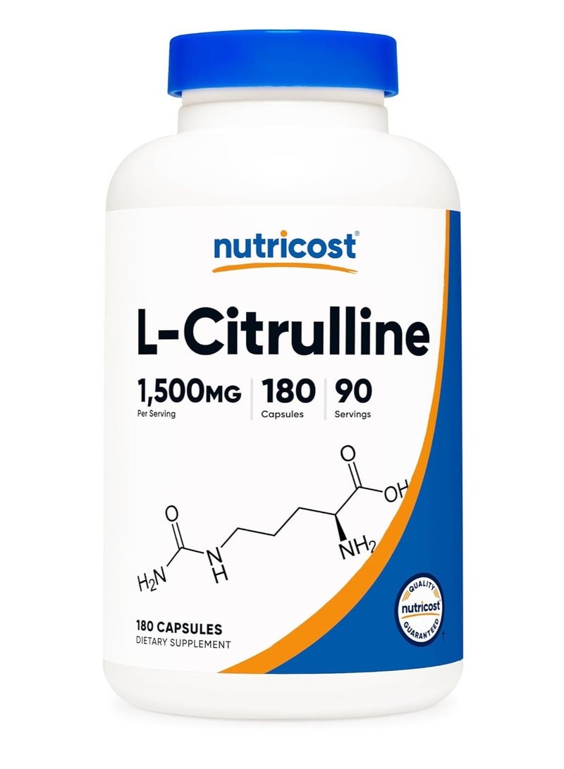 Nutricost L-Citrulline Capsules 1500mg 180 Caps - Image 1