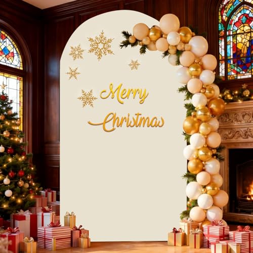 LYLYCTY 6.6FT Beige Arch Backdrop Cover,Spandex Arch Covers Stretchy Backdrop for Wedding Baby Shower Birthday Party - Image 2