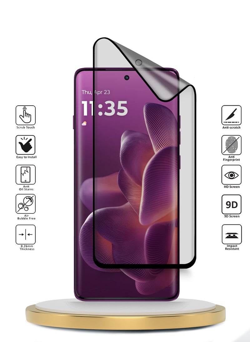 Wtech Motorola Edge 60 Pro 5G 2025 Premium Edge-Pro Matte Ceramic Full Glue Full Cover Matte Flexible Screen Protector (MSGPCN) - Clear/Black - Image 2