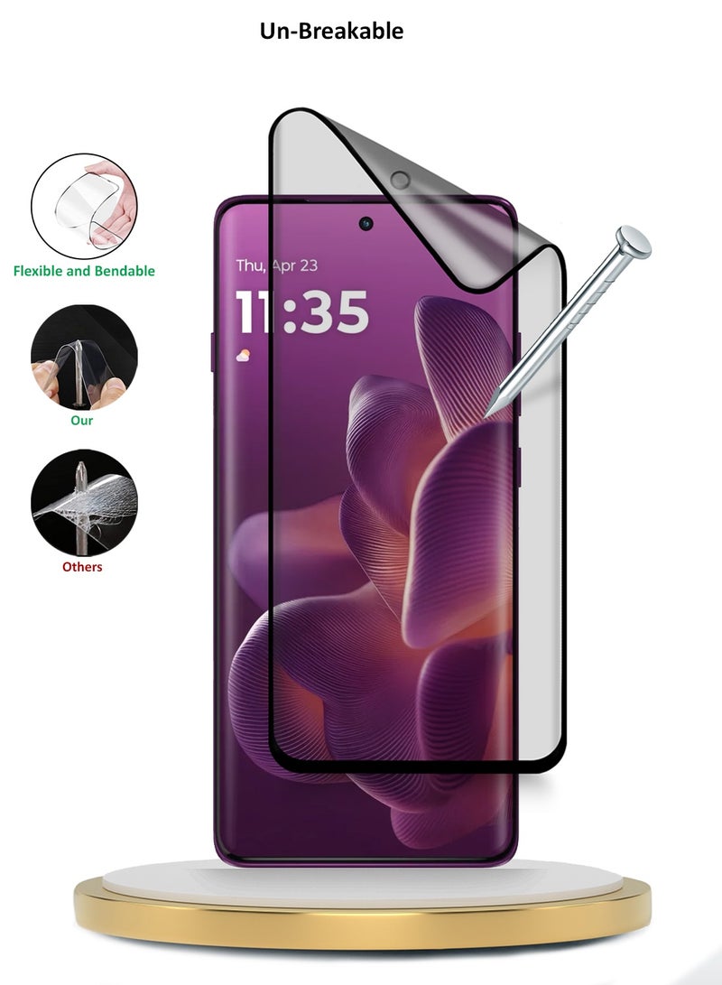 Wtech Motorola Edge 60 Pro 5G 2025 Premium Edge-Pro Matte Ceramic Full Glue Full Cover Matte Flexible Screen Protector (MSGPCN) - Clear/Black - Image 3