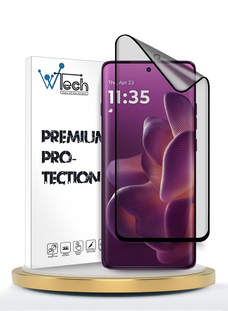 Wtech Motorola Edge 60 Pro 5G 2025 Premium Edge-Pro Matte Ceramic Full Glue Full Cover Matte Flexible Screen Protector (MSGPCN) - Clear/Black - Image 1