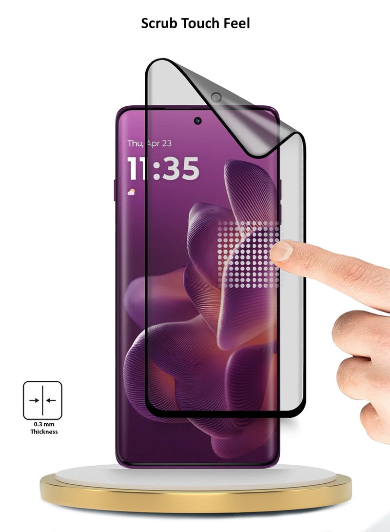 Wtech Motorola Edge 60 Pro 5G 2025 Premium Edge-Pro Matte Ceramic Full Glue Full Cover Matte Flexible Screen Protector (MSGPCN) - Clear/Black - Image 4