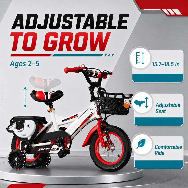 Rovyfota Freestyle Kids Bike 14 Inch Bicycle, Training Wheels or Kickstand Available, for Boys Girls Ages 3+ Years, Adjustable Seat and Removable Pedal, Ride-on Toys for Infant - Image 5