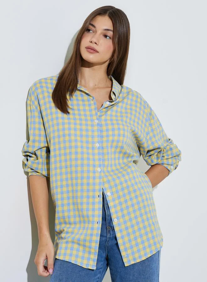 ستايلي Checked Long Sleeves Oversized Shirt