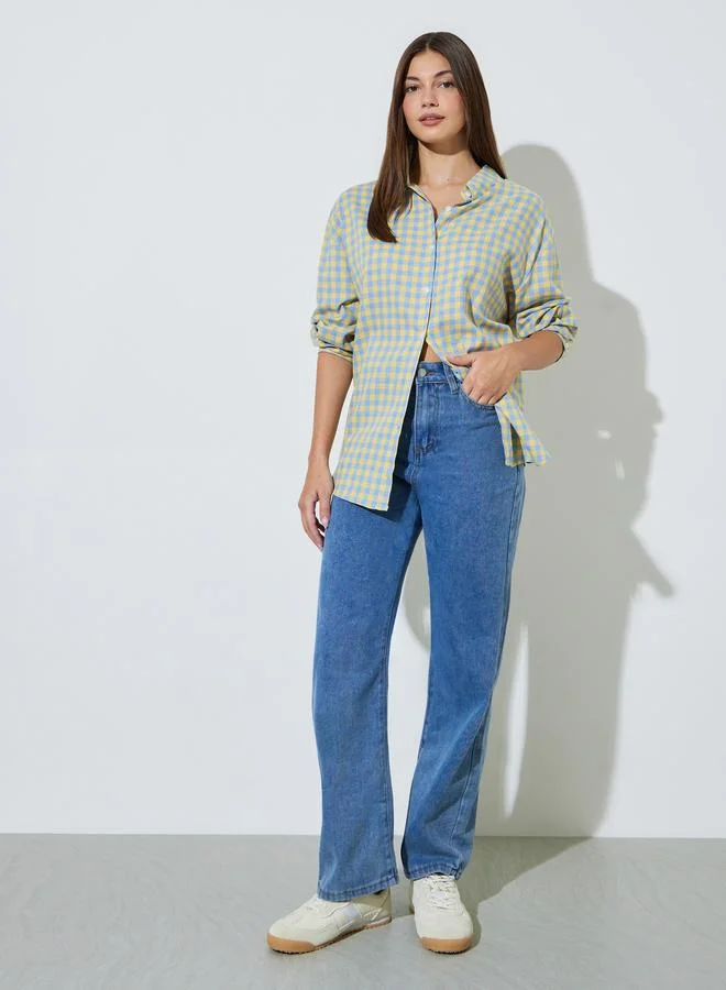 ستايلي Checked Long Sleeves Oversized Shirt