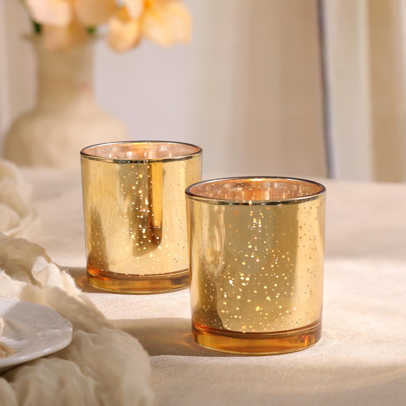 DARJEN Larger Gold Votive Candle Holders Set of 6- Tea Light Candle Holder Glass, Gold Candle Holders for Wedding, Table Centerpiece, Party and Holiday Decorations - Image 3