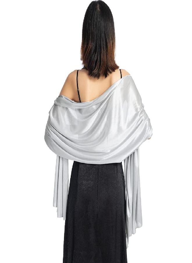 Ladiery Silky Satin Shawls and Wraps for Women Evening Dress, Lightweight Long Bridal Elegant Bright Wedding Stole - Image 1